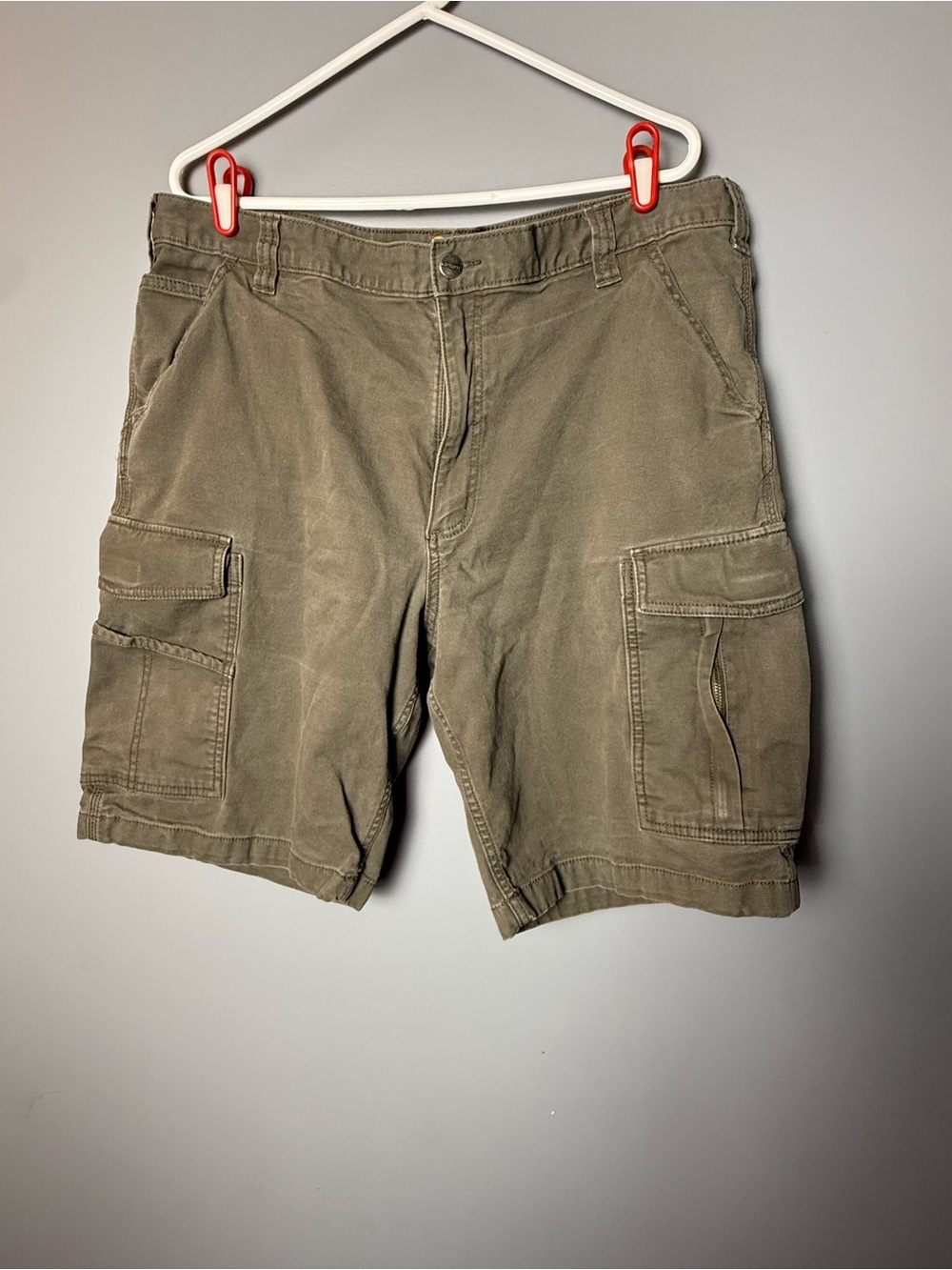Carhartt Relaxed Fit Cargo Shorts Olive/Khaki Canvas Mens Sz 40